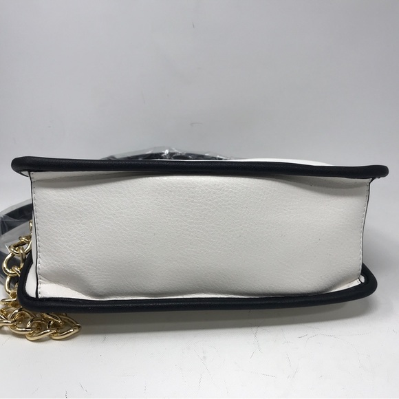 JustFab Color Blocked Messenger Bag, Size  10”L x 8”H x 4”D - Black/Cognac/White - Picture 10 of 13